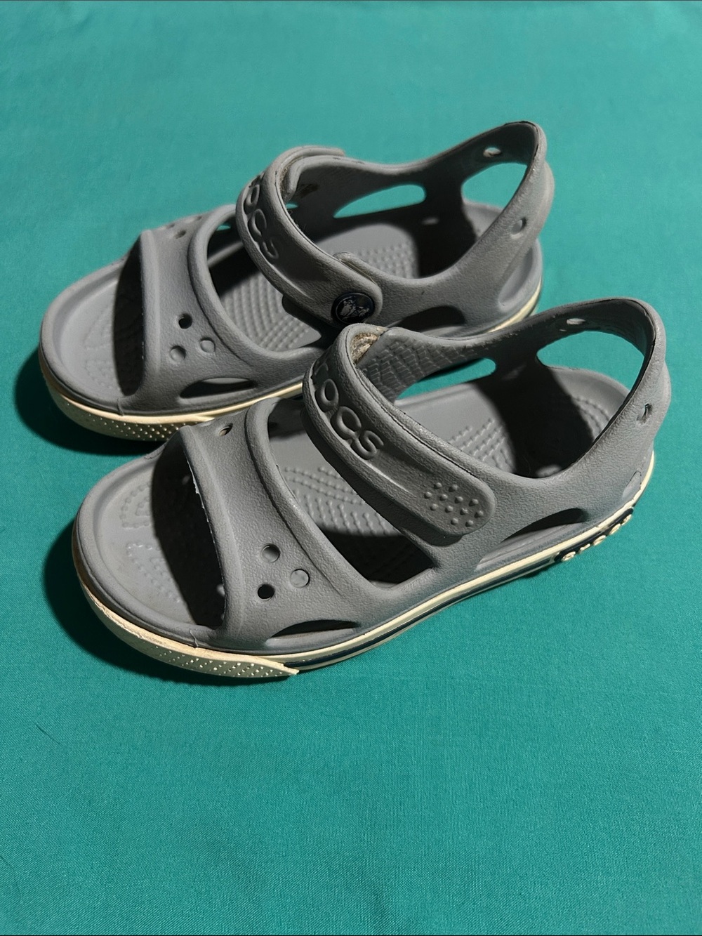 CROCS Kids' Gray Open-Toe Sport Sandals Sz: c9